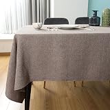 SEASHORE TREE テーブルクロス 撥水 おしゃれ table cloth 布 麻 リネン 145x215cm 防水 厚手 無地 北欧 丸洗い お手入れ簡単 家庭用 食卓用 耐熱 長方形 - アッシュブラウン