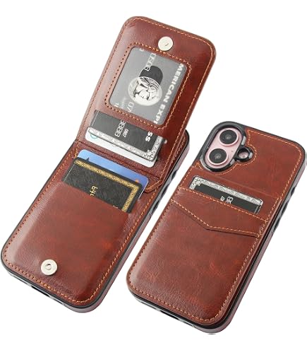 SURAZO Custodia in pelle per Apple iPhone 15, pieghevole, in