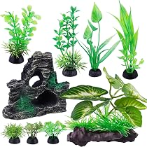 Amazon.co.jp: NiHome 人工水草 9点セット 流木・岩山付 水槽 オブジェ