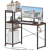 Amazon | LunarLight PCパソコンデスク 机 幅110奥行48高さ110cm