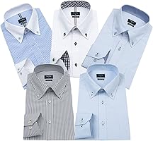 ワイシャツ メンズ 長袖 ボタンダウン 細身 ビジネス シャツ 5枚組入り 多色選択