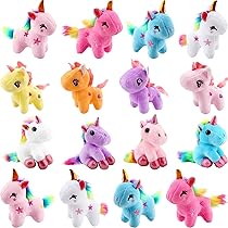 Amazon.co.jp: 16個パック ミニぬいぐるみ ユニコーン 動物玩具