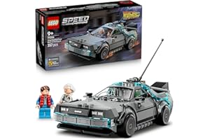 LEGO Speed Champions Time Machine from Back to The Future 77256 Toy Car - Model Car Kit - 2 Minifigures, Marty McFly and Doc Brown - Building Set for Kids Aged 9+ - Toy Idea for Boys and Girls