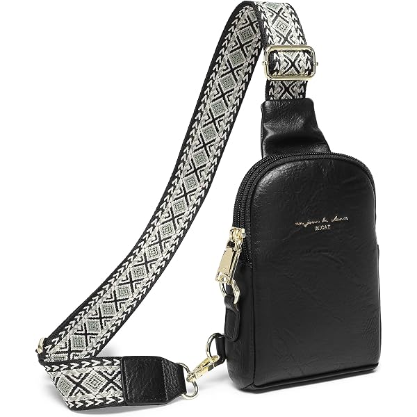 INICAT Small Checkered Crossbody Bag - Nylon Sling Bag / Fanny Pack For Men & Women (Leopard Yellow)