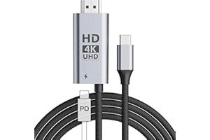 【4K@60Hz】USB-C to HDMI 変換ケーブル 2M 100W PD急速充電 4K@60Hz 画質出力Thunderbolt 4/3 対応【単方向通信】ナイロン編み iPhone HDMIケーブル付属 2in1 マルチポートアダプタ プラグ＆プレイ iPhone/iPad/Mac/Android対応 - 1