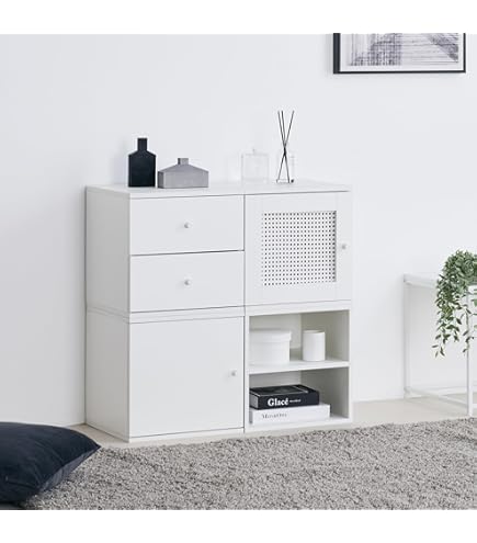 Amazon.co.jp: キャビネット 北欧 白 おしゃれ 3段 幅60 木製