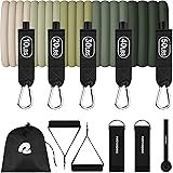 Retrospec Train Resistance Bands Set, 5 Exercise Bands with Door Anchor, Handles, Carry Bag, Leg Ankle Straps for Resistance 