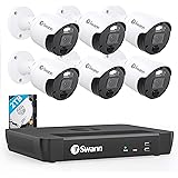 Swann Camera 4K HD Security System - 8-Channel NVR with 2TB HDD, 6 Bullet Cameras, Night Vision, Smart Alerts, IP66 Weatherpr