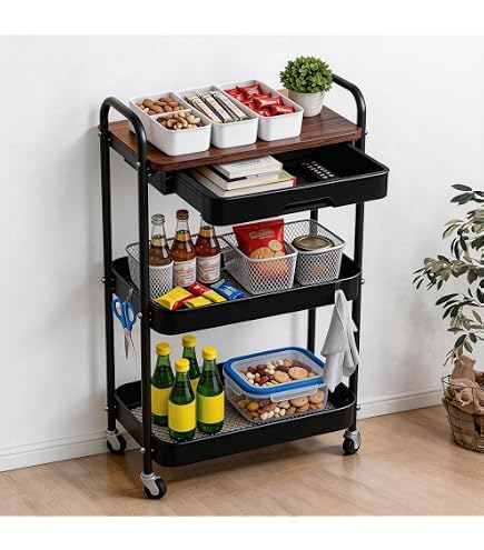 Amazon.co.jp: Jimaku キッチンワゴン/防錆スチール製、幅30cm、奥行き