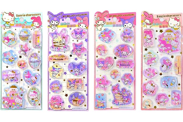 KRGNPLE 4 枚入り 水シール 3D 立体 ウォーター ぷっくり シャカシャカ シール手帳 精巧な柄 手帳用装飾 DIY クリエイティブ ファッション 個性的 かわいい ギフト（セット 139）