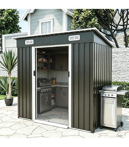 Amazon | Chic ZONE 物置 屋外 戸外収納庫 スチール 幅195*奥行き150