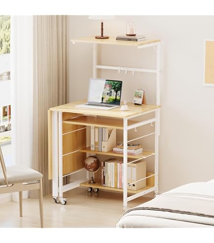 Amazon | 折りたたみデスク 作業台 キャスター付き 幅107×奥行55cm 耐