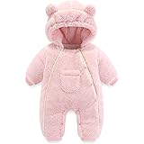 [Fairy Baby] ベビー服 カバーオール 冬 赤ちゃん ロンパース 女の子 男の子 長袖 ジャンプスーツ 厚手 フリース 防寒 暖かい 起毛 綿入れ フード付き クマ 可愛い 着ぐるみ 新生児 肌着 秋冬 出産祝い 退院祝い プレゼント