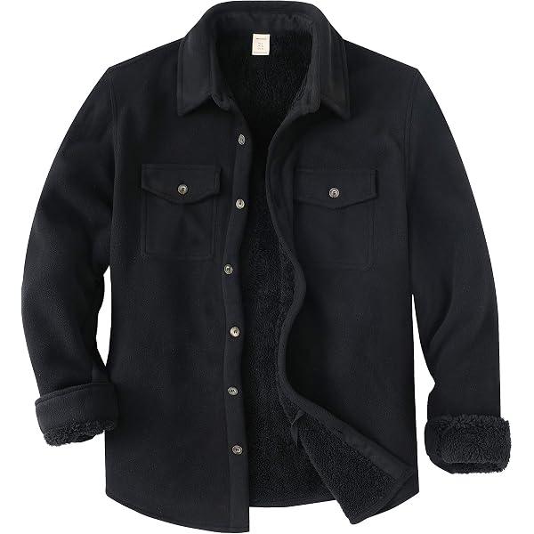 Chouyatou Men's Sherpa Lined Flannel Shirt Jacket - Warm Winter Plaid Button Up, Long Sleeve, Casual & Business - View #9