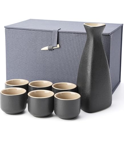 Amazon.co.jp: 6点セット 徳利1個+お猪口4個+トレイ1個 酒器セット
