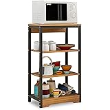 AKOZLIN キッチンラック レンジ台 キッチン棚 レンジ棚 キッチン家具 レンジボード 家電や器具収納 キッチン収納 レンジラック キッチンボード 食器棚 省スペース 台所/浴室/オフィス/ホーム用ラック 収納力抜群 大型レンジ対応 簡単組立 4段 幅50×30×85cm