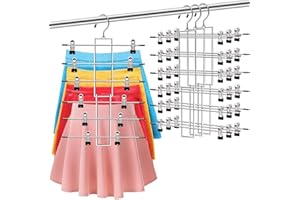 3 Pack Pants-Hangers-Space-Saving,6 Tier-Closet-Organizers-and-Storage Skirt Hangers with Clips,Closet-Organizer-Clothes-Organization-and-Storage Jeans Scarf Hangers,College-Dorm-Room-Essentials Decor