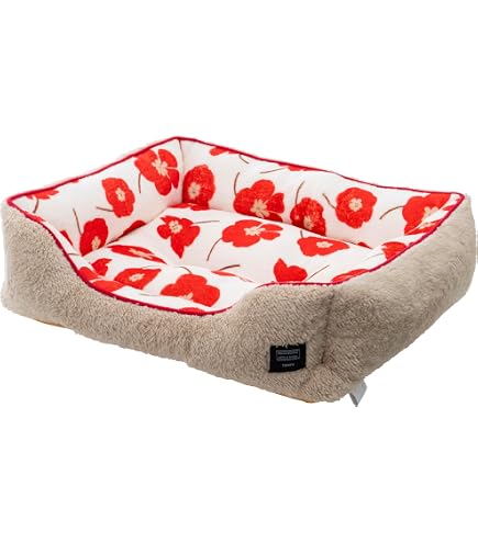 Amazon.co.jp: tassu フラワーチェック ペットベッド 犬用 猫兼用
