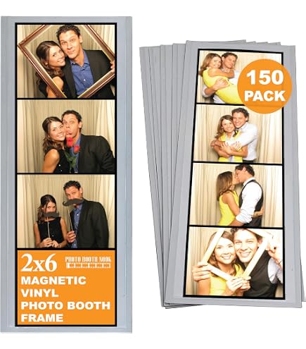 150 Slanted Acrylic Photo Booth Frames For 2x6 Strips - Clear Display Stands With White Step-Up Inserts - View #5