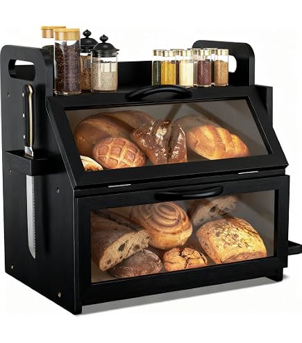 Amazon.co.jp: Quxxuol ブレッドケース 食品棚 パン ディスプレイ