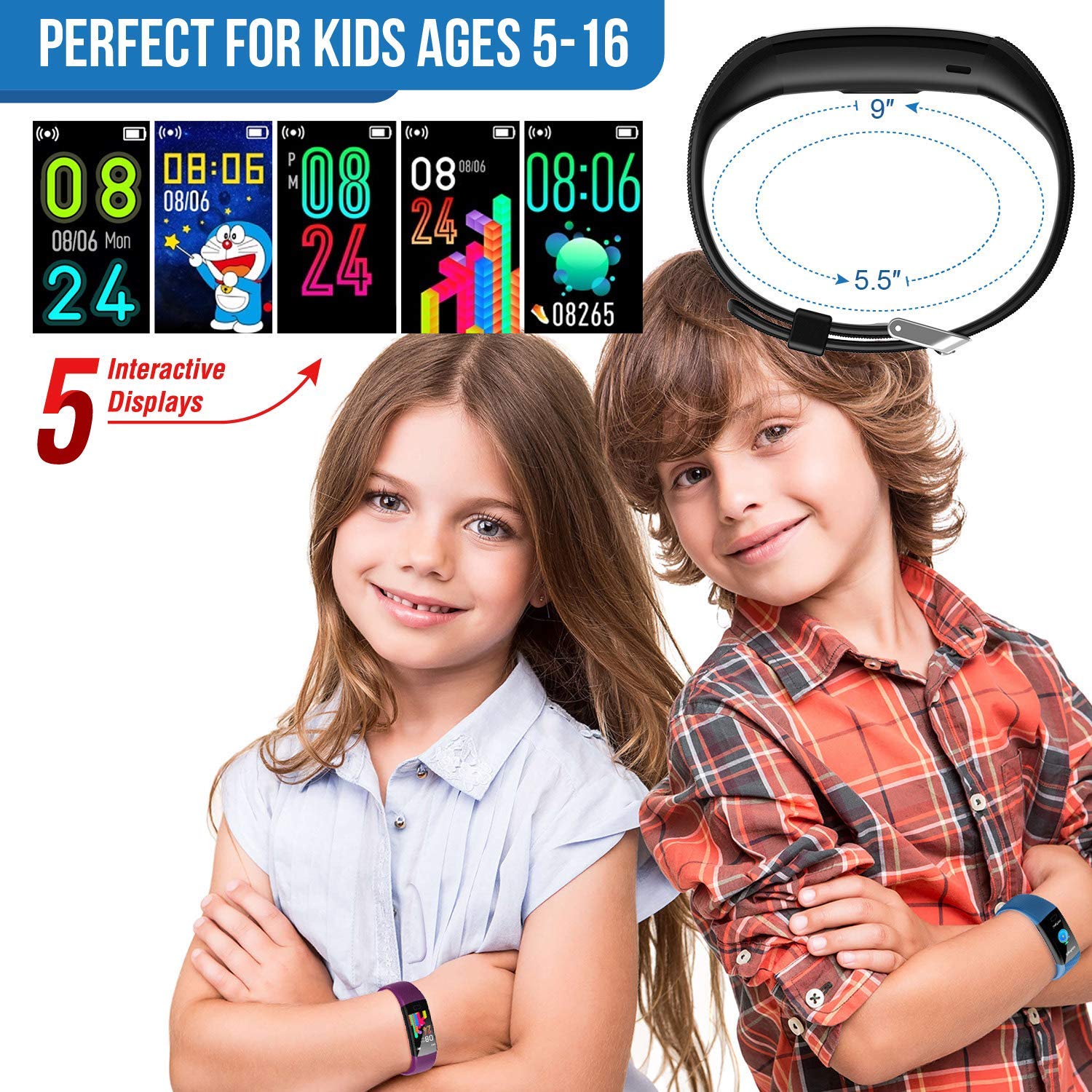 Inspiratek Kids Fitness Tracker for Girls and Boys Age 516 (4 Color