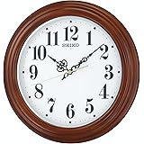 セイコー クロック 掛け時計 自動点灯 電波 アナログ 夜でも見える 木枠 茶 木地 KX228B SEIKO