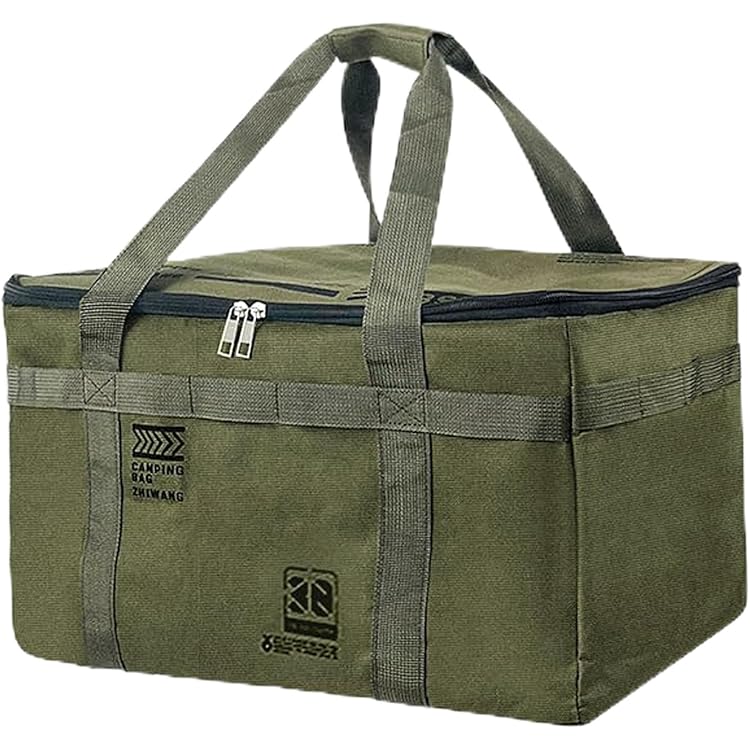 JANKOW Camping Storage Bag, Utility Tote Bag for Camping Cookware Organizer, Trunk Organizer with Shoulder Strap,Outdoor Garden Tool Bag for Camping, Travel, Picnic, Garage Trunk(Army Green JANKOW Camping Storage Bag, Utility Tote Bag for Camping Cookware Organizer, Trunk Organizer with Shoulder Strap,Outdoor Garden Tool Bag for Camping, Travel, Picnic, Garage Trunk(Army Green