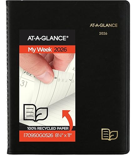 2026 AT-A-GLANCE QuickNotes 7" x 8.75" Monthly Planner, Faux Leather Cover,  Black (76-08-05-26) | Staples AT-A-GLANCE 2026 週間-マンスリー アポイントメントブック 8インチ x 11インチ フェイクレザーブラックカバー