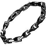 URBAN JEWELRY Unique Men's Solid Heavy Wheat Tungsten Carbide Bracelet that stands out - 3 Sided Links (Silver, Black or 18K 