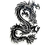 RELIGHT ドラゴン 龍 金属製 ステッカー シール 8cm×5cm シルバー (シルバー, 縦8cm×横5cm（1枚入り）)