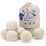 Wool Dryer Balls - Pack of 6 - Natural Fabric Softener, Reusable, Reduce Wrinkles, Saves Drying Time. Anti Static Large Felte