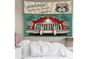 LB タペストリー おしゃれ 壁掛け 風景 アメリカ レトロ 風 アメリカフラッグ （サイズ：150ｘ100cm） 赤いトラック ヴィンテージ風 車 インテリア 多機能 ホーム装飾 部屋 窓 個性ギフト 布 ポスター