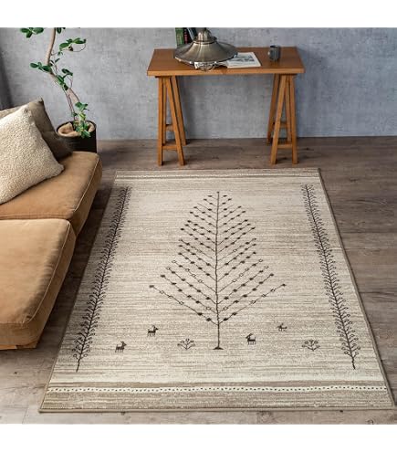 Amazon | ラグ 北欧 ギャッベ柄 200x200cm 約 2畳 正方形 ウィルトン