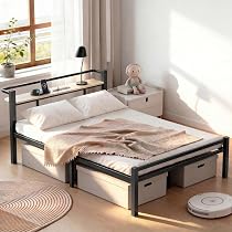 Amazon｜ベッドフレーム ダブル ベッド パイプベッド 宮棚 2口