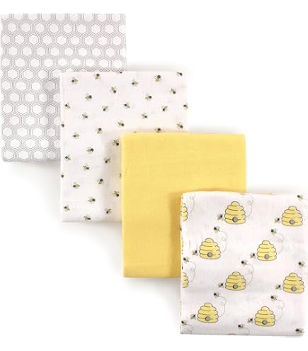 Luvable Friends Cotton Flannel Receiving Blankets, Tiara 4-Pack