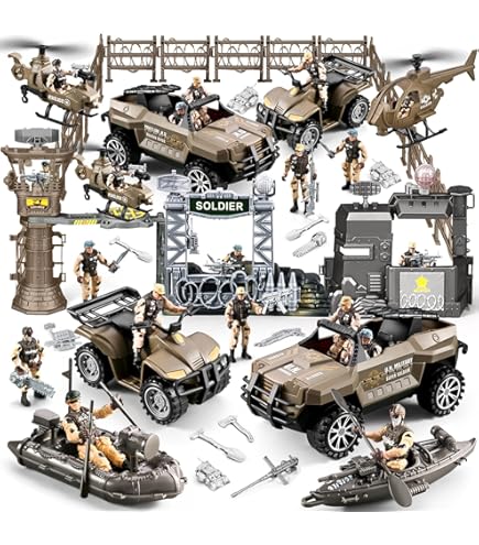 Amazon.co.jp: deAO ミリタリーヘリコプターおもちゃセット 陸軍男性