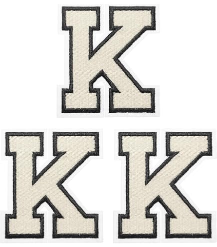 Amazon.co.jp: ワッペン アイロン アルファベット K 黒×白 縦5㎝×横4