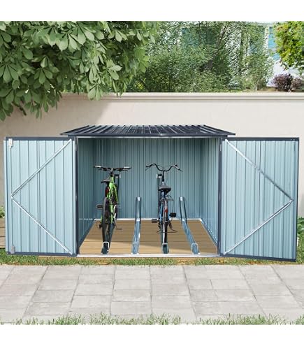 Amazon | 物置 屋外 大型 樹脂製 倉庫 幅243×奥行133×高206cm 屋外収納 