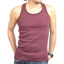 Amazon | ベーシックタンクトップ メンズ リブ タイトフィット
