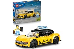 LEGO City Taxi 60487 Model Kit with 2 Minifigures, Iconic Taxi Toy for Kids Aged 5+, Classic Vehicle Toy for Car Lovers, Fun Room Decor, Gift Idea for Birthdays (122 Pieces)
