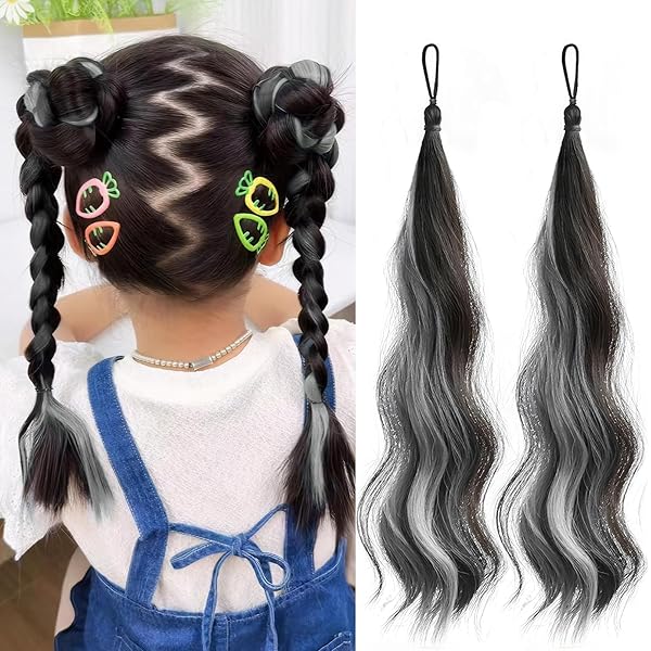 グレー 編み込みデザイン 3個セット Amazon.co.jp: SITEDAN ヘアエクステ 三つ編み ウィッグ カラー