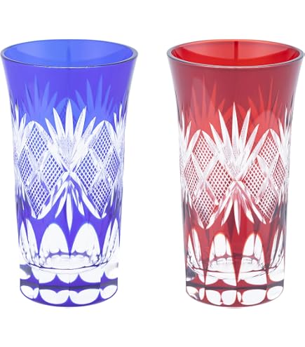 Amazon.co.jp: ノーブランド品 C8『創作ガラス藍色切子ビール杯揃樋口