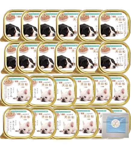 Amazon | わんわん 犬日和レトルト 80g 全種 × 各2袋、トレイ 100g 全