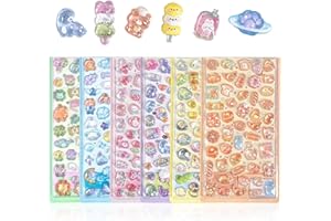 【6枚セット】 3Dシール 立体 ぷくぷく 可愛い デコシール 女の子 男の子 手帳用 日記帳用 ごほうび DIYクラフト用