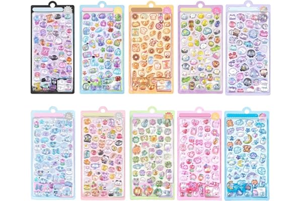 YIBOOOM シール 可愛い 立体 ごほうびシール キラキラな 10枚セット女の子 デコシール 貼り付け可能 手芸用品 贈り物 携帯電話飾り用 DIY用 手帳用 (E)