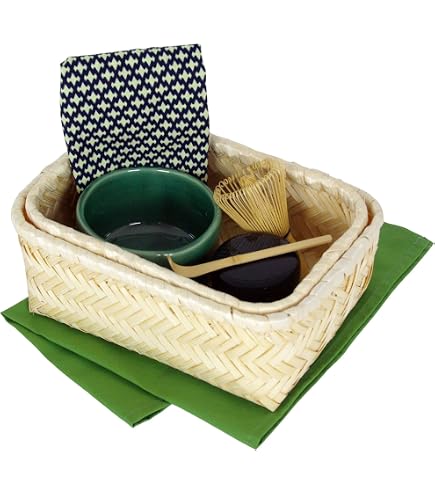 Amazon | 野点籠 上茶道具セット 野点籠：鳥襷緞子 抹茶茶碗：仁清写