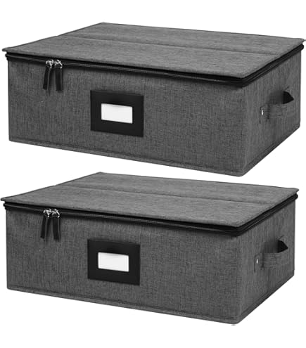 thumbnail image 2 of Coffee Mug Storage Box - Quilted Organizer With Dividers For 12 Cups, Stackable Hard Shell 2 of 6