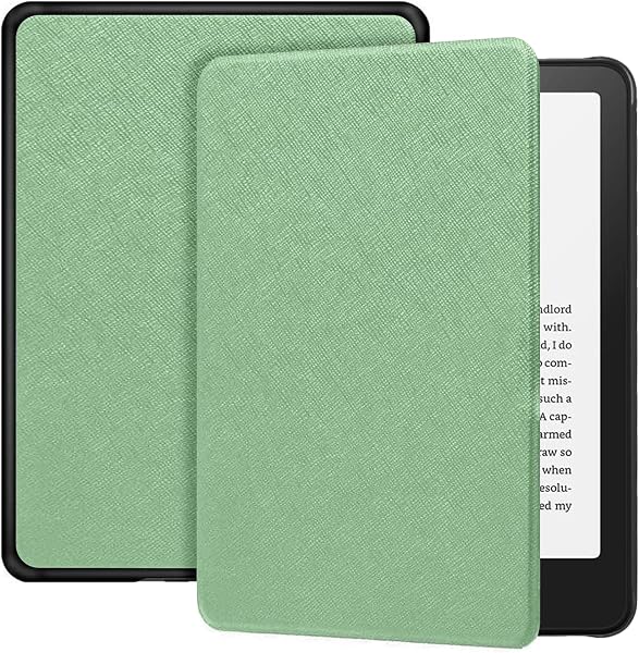For Kindle Colorsoft シグニチャーエディション(2025発売)/Kindle Paperwhite 7インチ (2024発売)兼用 ケース カバー 第12世代 薄型 指紋防止 黄変防止 落下防止 安心保護 軽量 耐衝撃 傷つけ防止 脱着簡単 T Tersely (ライトグリーン) - 1