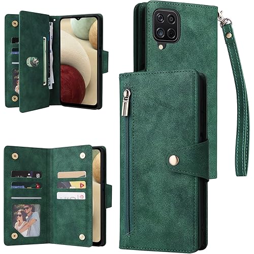 YocoverTech for Samsung A12 5G Case,for Galaxy A12 5G Wallet Case[6 Card Slots and 1 Zipper Coin Pocket] PU Leather Stand Fli