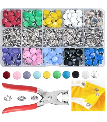LYNDA LYNDA Kit 360 Bottoni A Pressione T5 In Plastica + Pinza - 24 Colori Per Cucito E Fai Da Te - 2